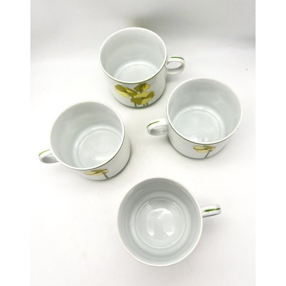 Four Vintage Denby Cups Quadrille Pattern Poppy Floral Made in Portugal 1974 - Picture 6 of 8